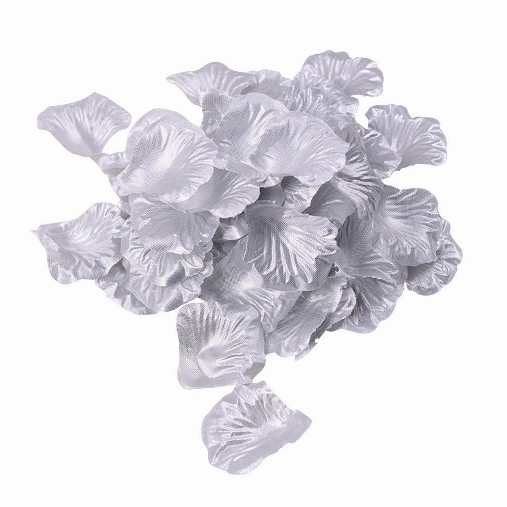 Silver Silk Rose Petal artificial flower bouquet  