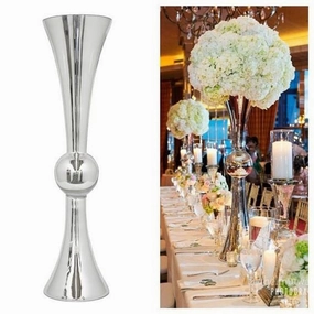 Silver Trumpet 24" Reversible Vase MV025,aesthetic flower vase