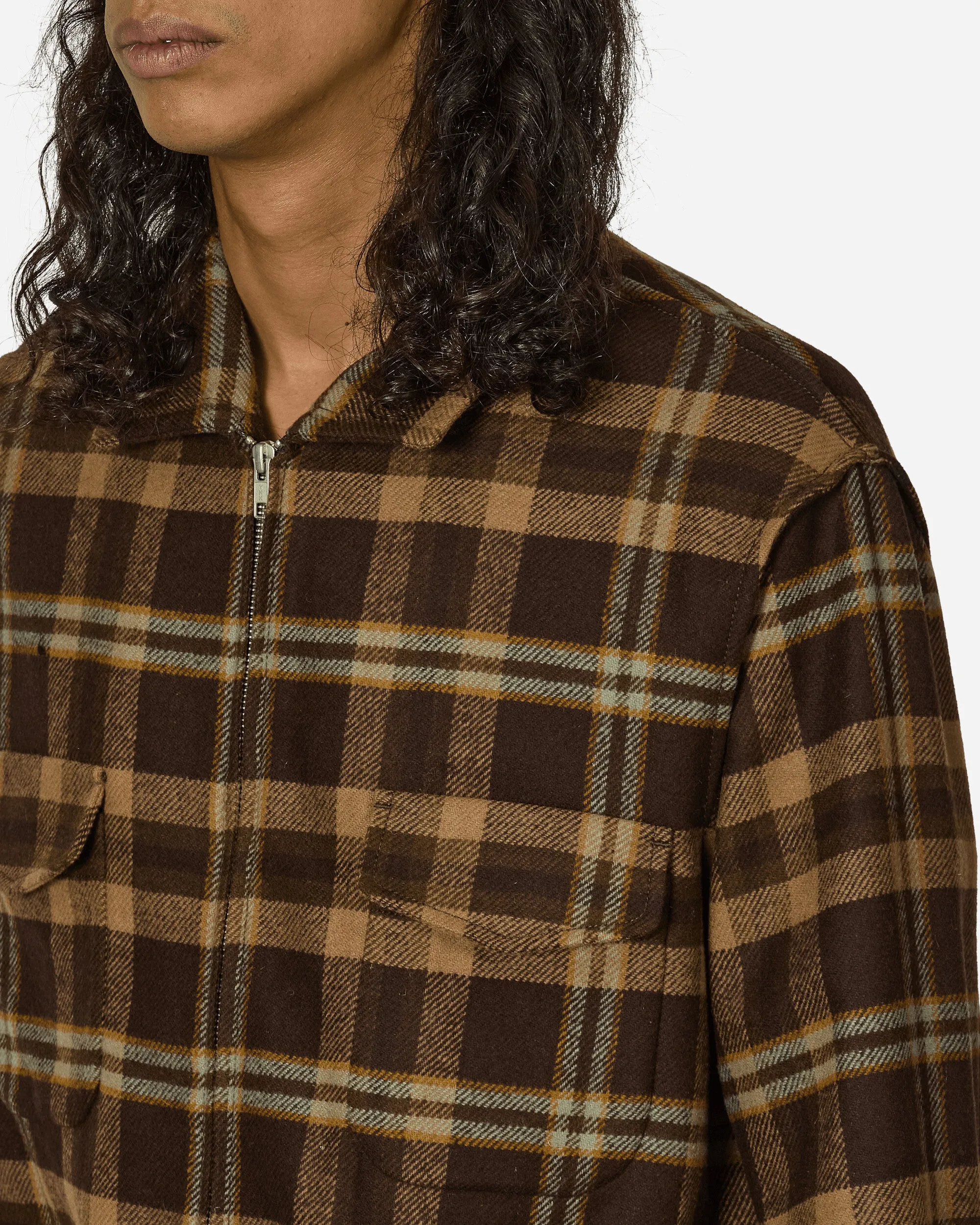 Simmo Tartan Vintage Reißverschluss-Jacke Braun