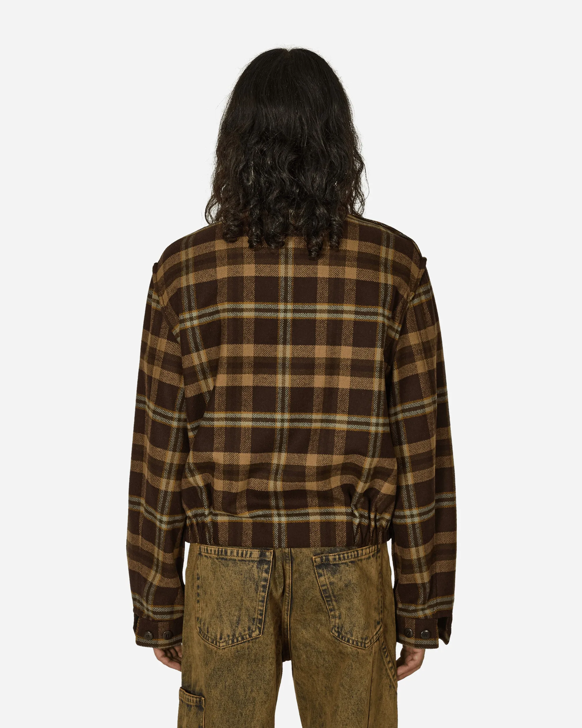 Simmo Tartan Vintage Reißverschluss-Jacke Braun