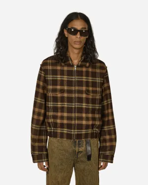 Simmo Tartan Vintage Reißverschluss-Jacke Braun