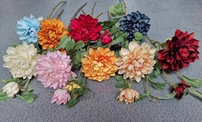 Single stem Dahlia spray Cream realistic flower bouquet  