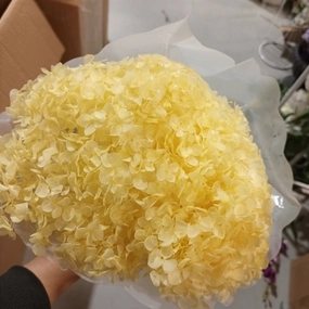 Single stem preserved Anna Hydrangea yellow realistic flower bouquet  