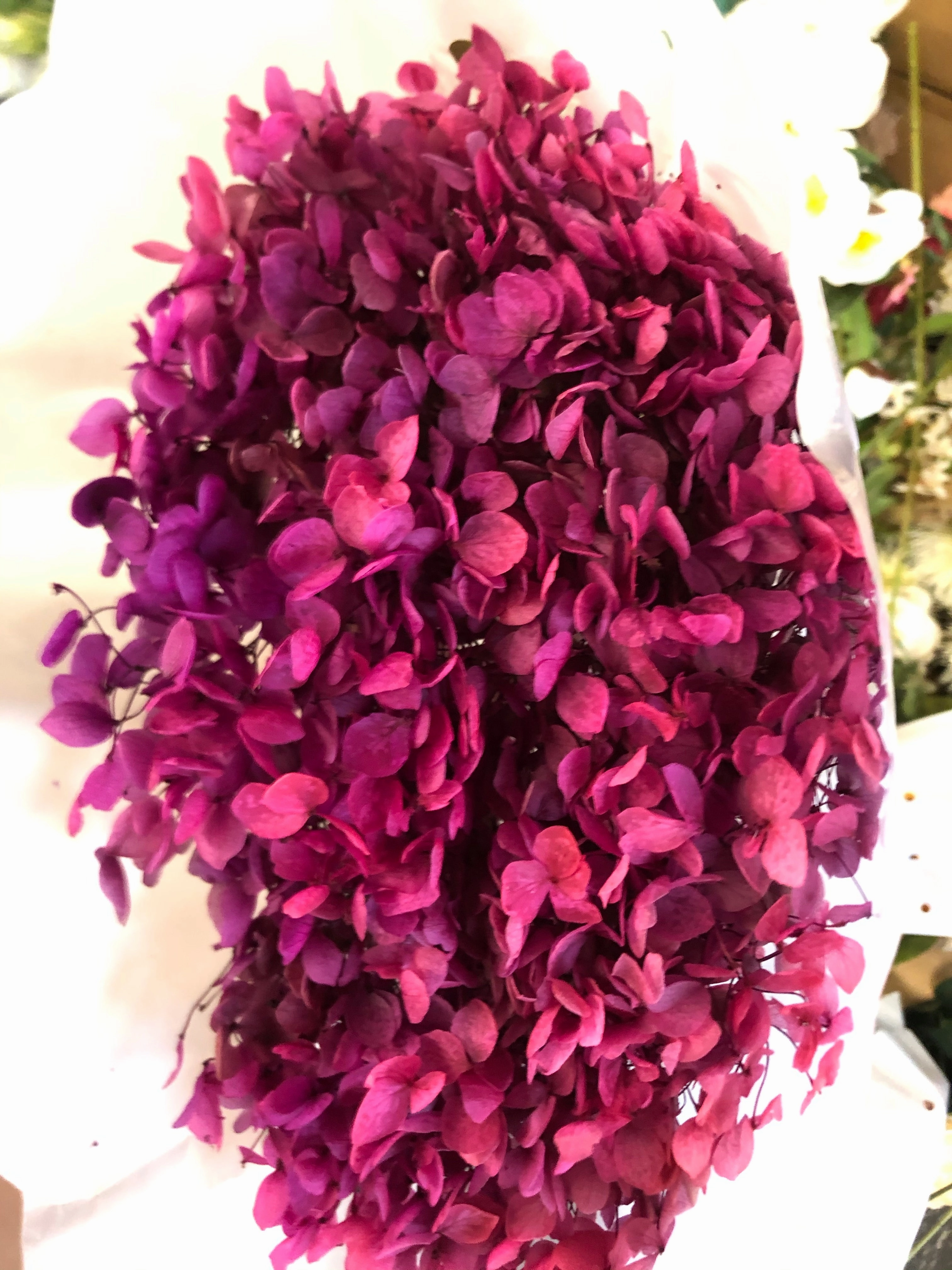 Single stem preserved Hydrangea hot pink artificial flower bouquet  
