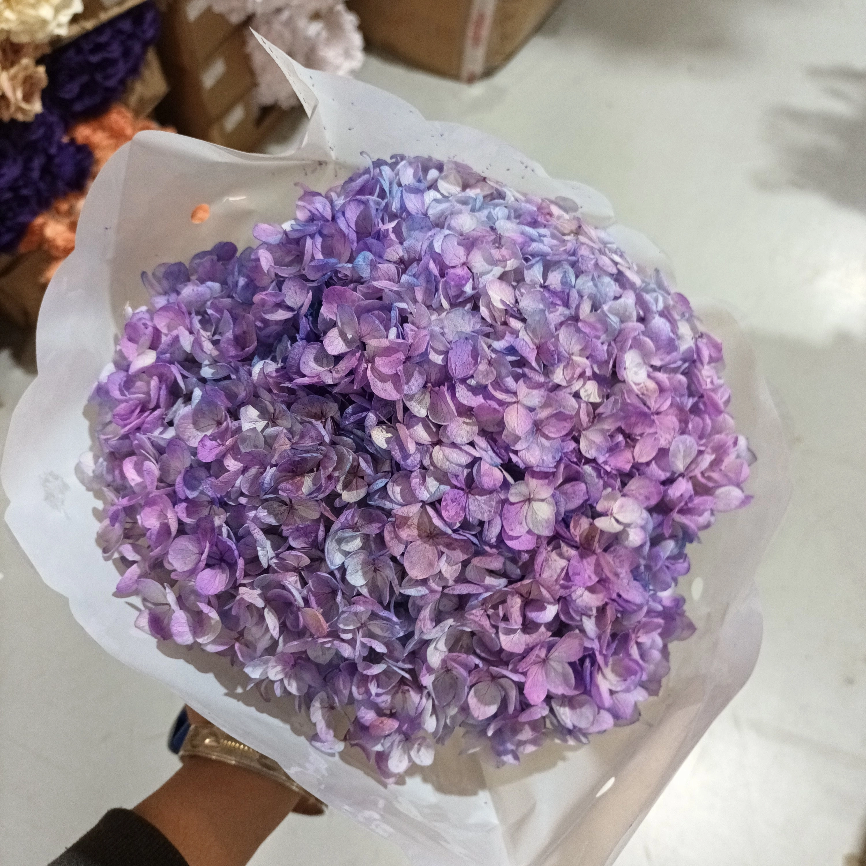 Single stem preserved Hydrangea purple artificial flower bouquet  
