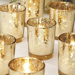 Small Candle-holder (votive) (Gold)-SMA1-3,aesthetic flower vase