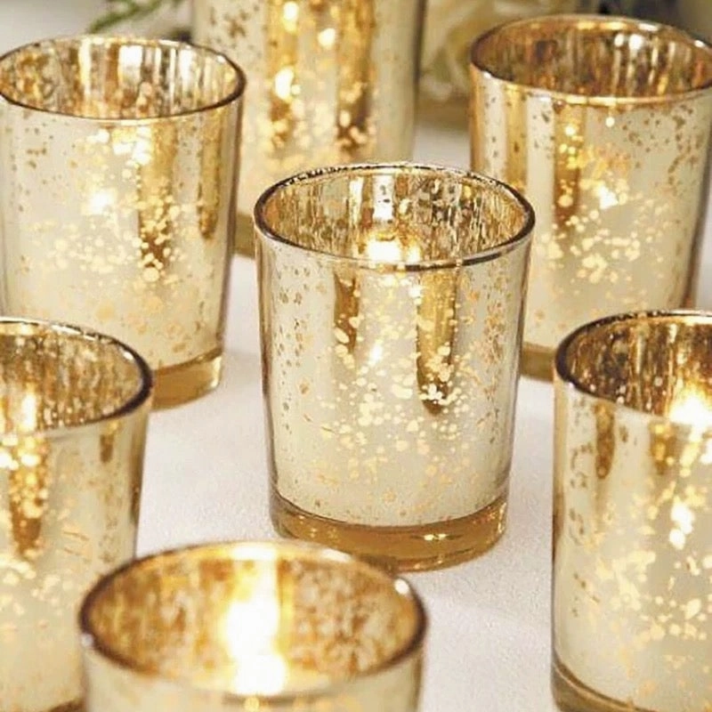 Small Candle-holder (votive) (Gold)-SMA1-3,aesthetic flower vase