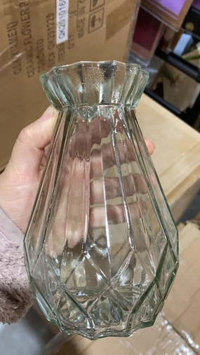 Small diamond Blue/green/clear Bud Vase Glass,aesthetic flower vase
