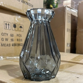 Small Smoky Diamond Bud Vase Glass,aesthetic flower vase