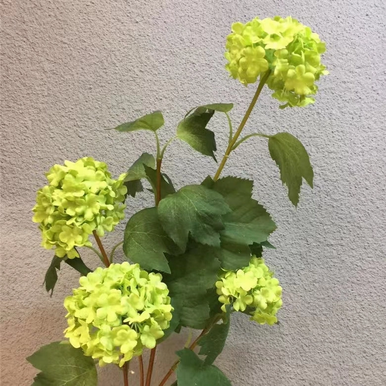 Snowball 4 Heads Artificial Silk Flower 89cm Stem SNOWBALL023-025