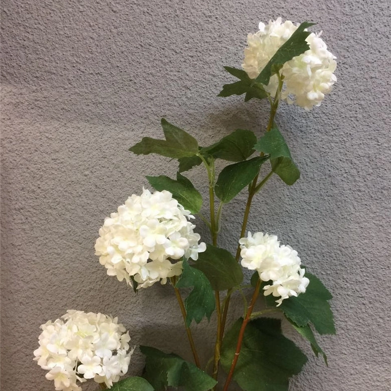 Snowball 4 Heads Artificial Silk Flower 89cm Stem SNOWBALL023-025