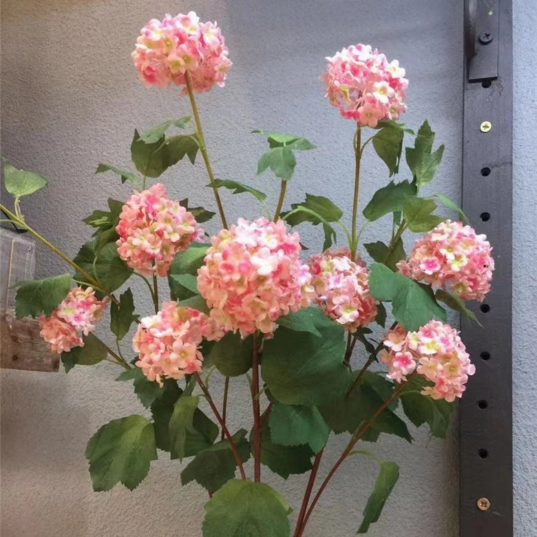 Snowball 4 Heads Artificial Silk Flower 89cm Stem SNOWBALL023-025