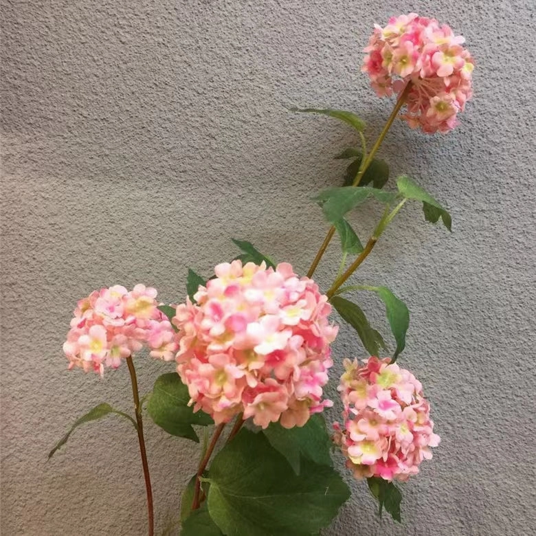 Snowball 4 Heads Artificial Silk Flower 89cm Stem SNOWBALL023-025