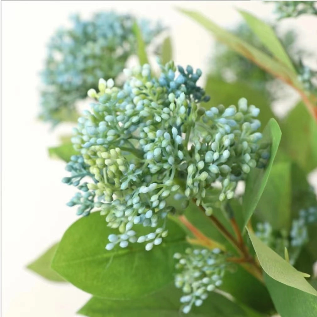 Snowball Artificial Silk Flower 52cm Stem Blue VIBURNUM001