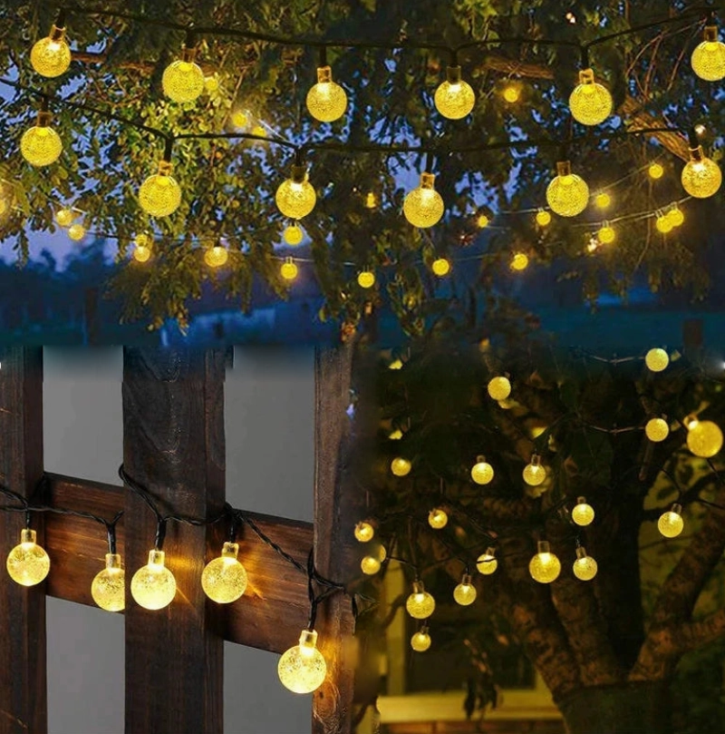 Solar Crystal Globe LED String Lights