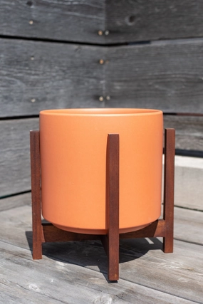 Solid Cylinder & Stand rust 8,indoor flower container