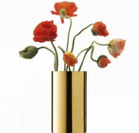 Solid Gold 4"x8"H Cylinder Vase Machine Made,aesthetic flower vase