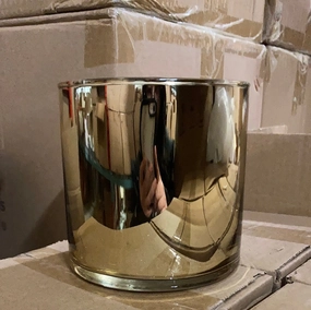 Solid Gold Wedding Centrepiece (4") Cylinder Glass Vase machine made,aesthetic flower vase