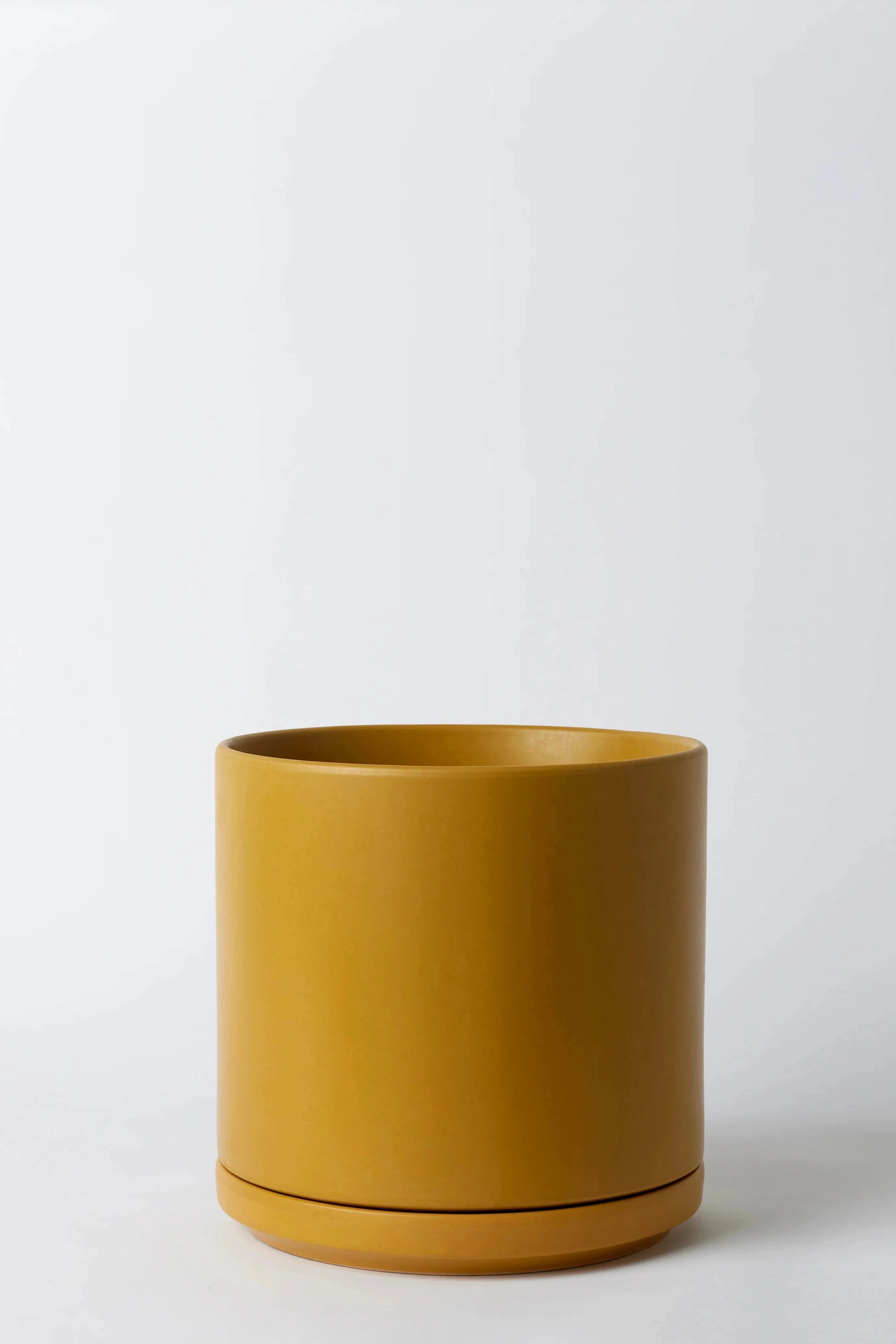 Solid Goods 10" Cylinder w/ Saucer Mustard,indoor flower container