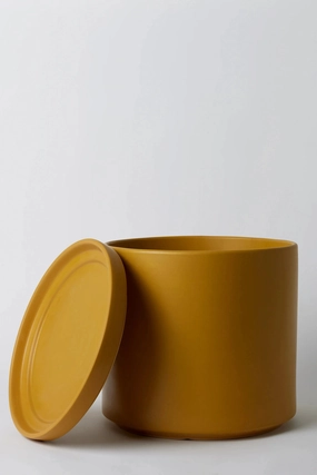 Solid Goods 12" Cylinder w/ Saucer Mustard,indoor flower container
