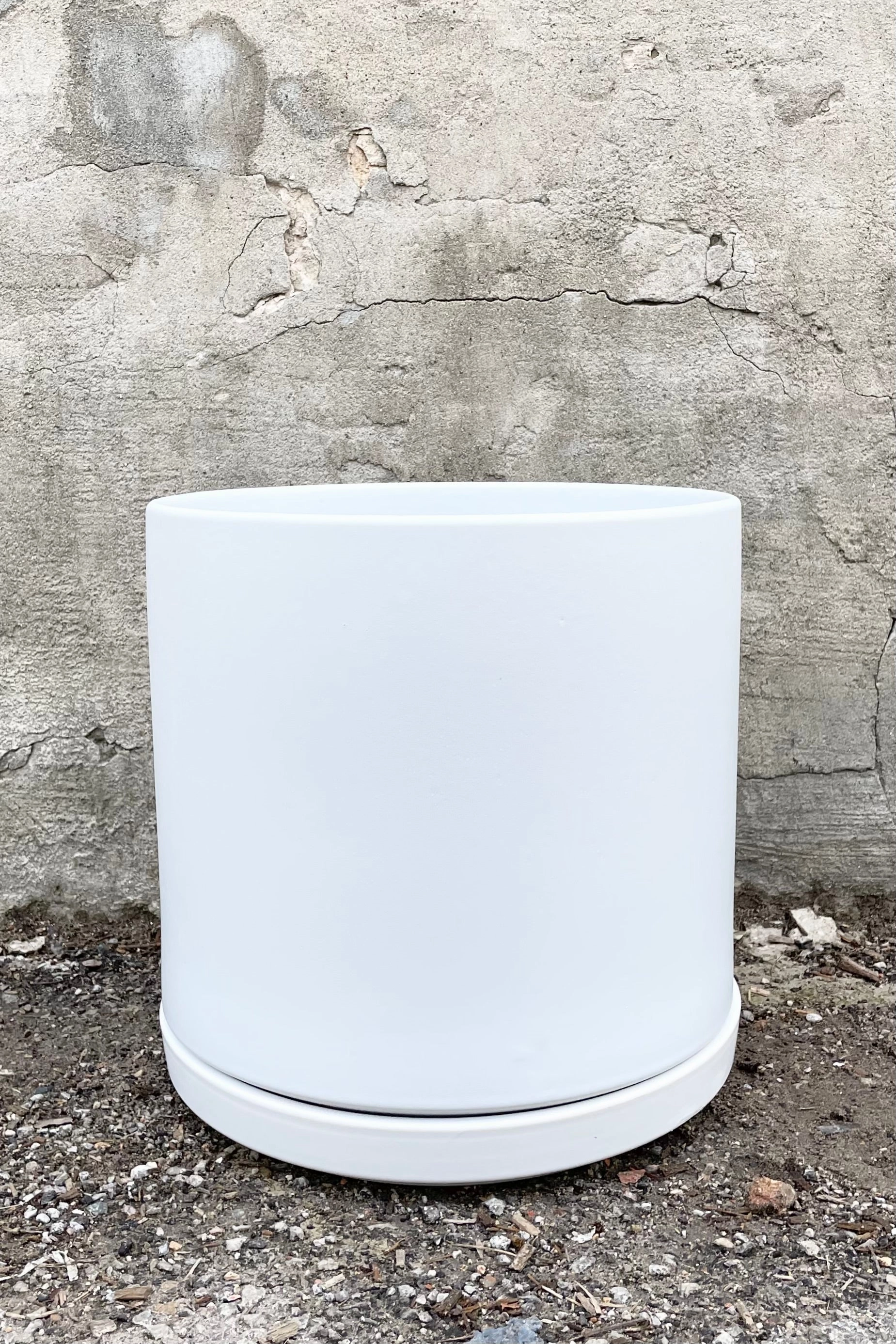 Solid Goods 12" Cylinder w/ Saucer White