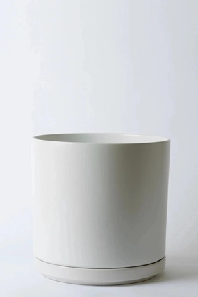 Solid Goods 16" Cylinder w/ Saucer White,indoor flower container