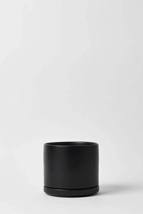 Solid Goods 6" Cylinder w/ Saucer Black,indoor flower container