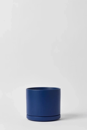 Solid Goods 6" Cylinder w/ Saucer Blue,indoor flower container