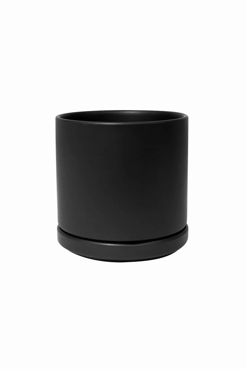 Solid Goods 8" Cylinder w/ Saucer Black,indoor flower container
