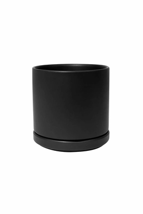 Solid Goods 8" Cylinder w/ Saucer Black,indoor flower container