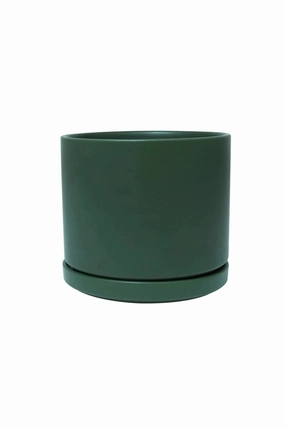 Solid Goods 8" Cylinder w/ Saucer Forest Green,indoor flower container