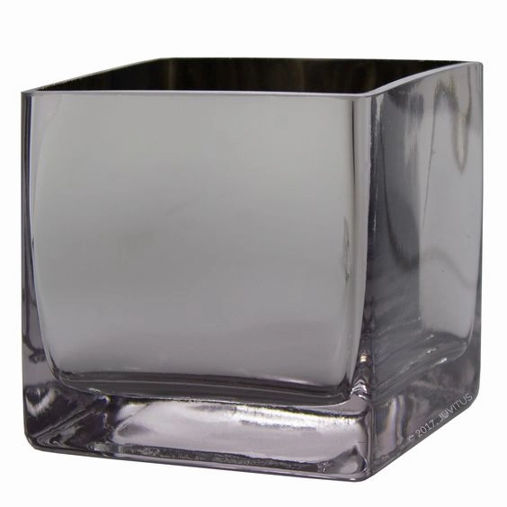 Solid SILVER 4" CUBE VASE Glass Vase clear bottom,aesthetic flower vase
