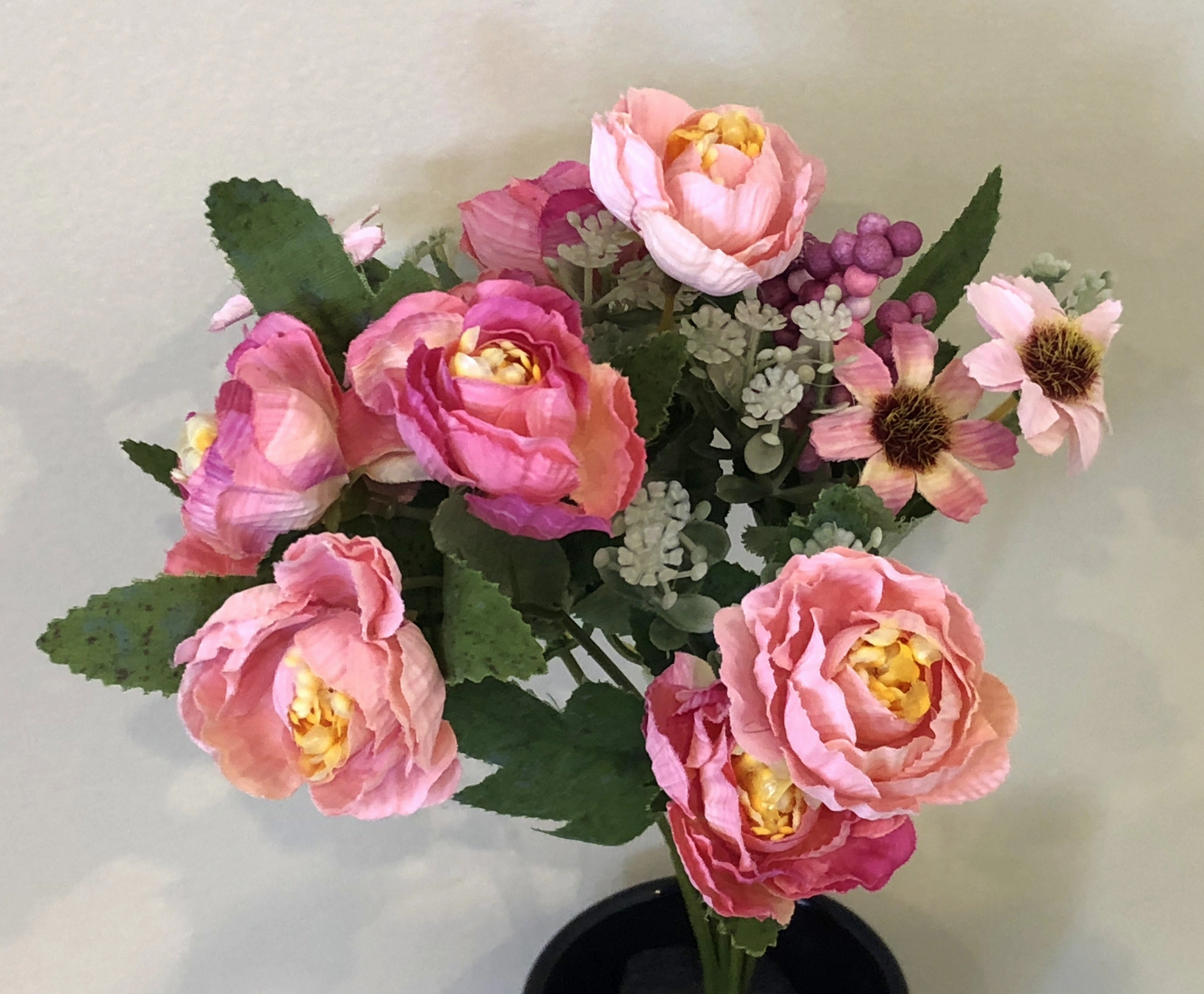 SP0243 Small Ranunculus & Cosmos 27cm Blush Pink / Cream / Purple