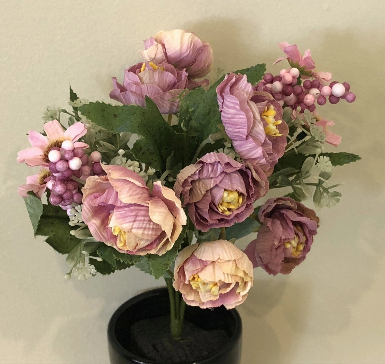 SP0243 Small Ranunculus & Cosmos 27cm Blush Pink / Cream / Purple