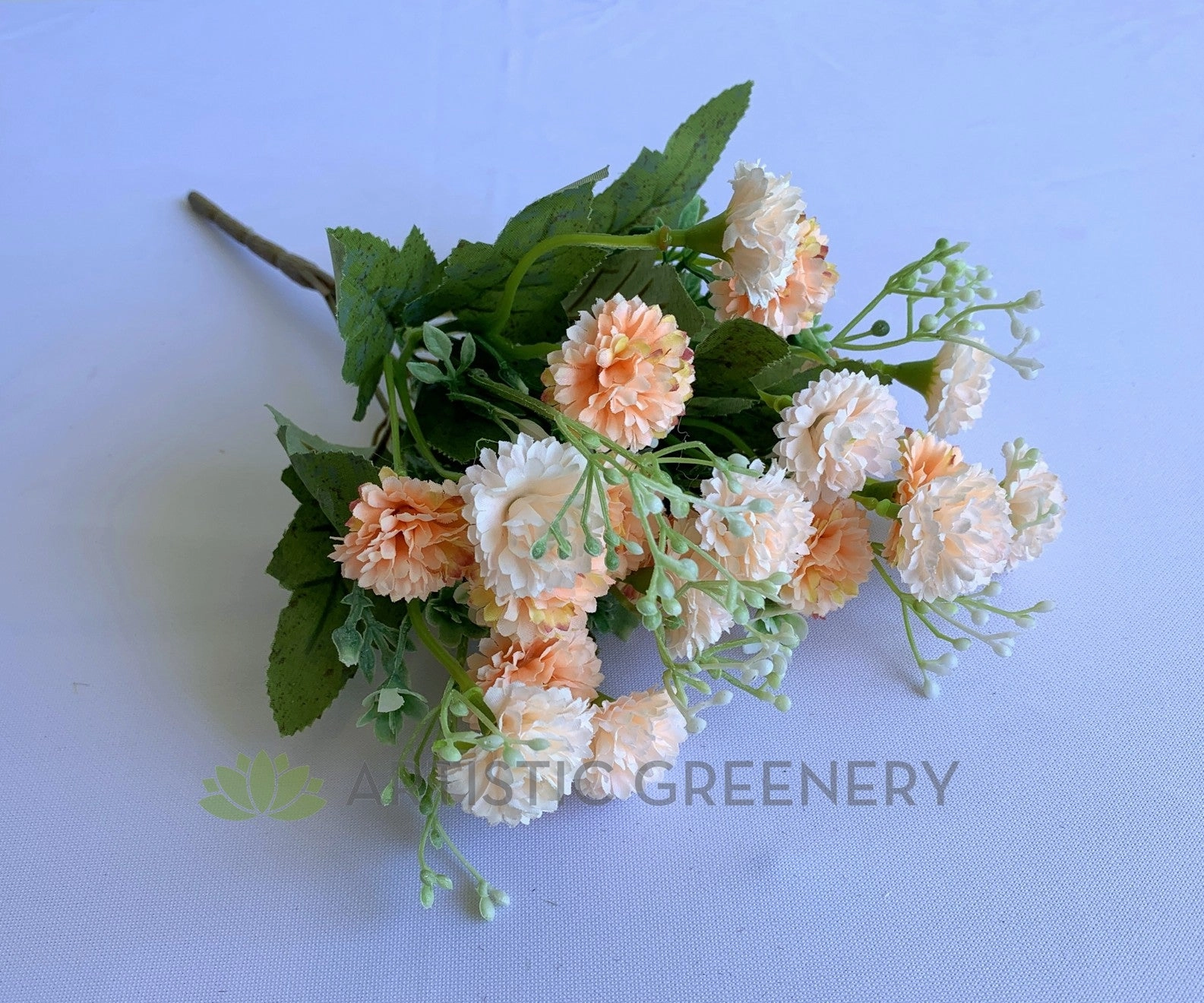 SP0307 Small Corn Flower / Carnation Bunch 28cm Lilac / White / Salmon