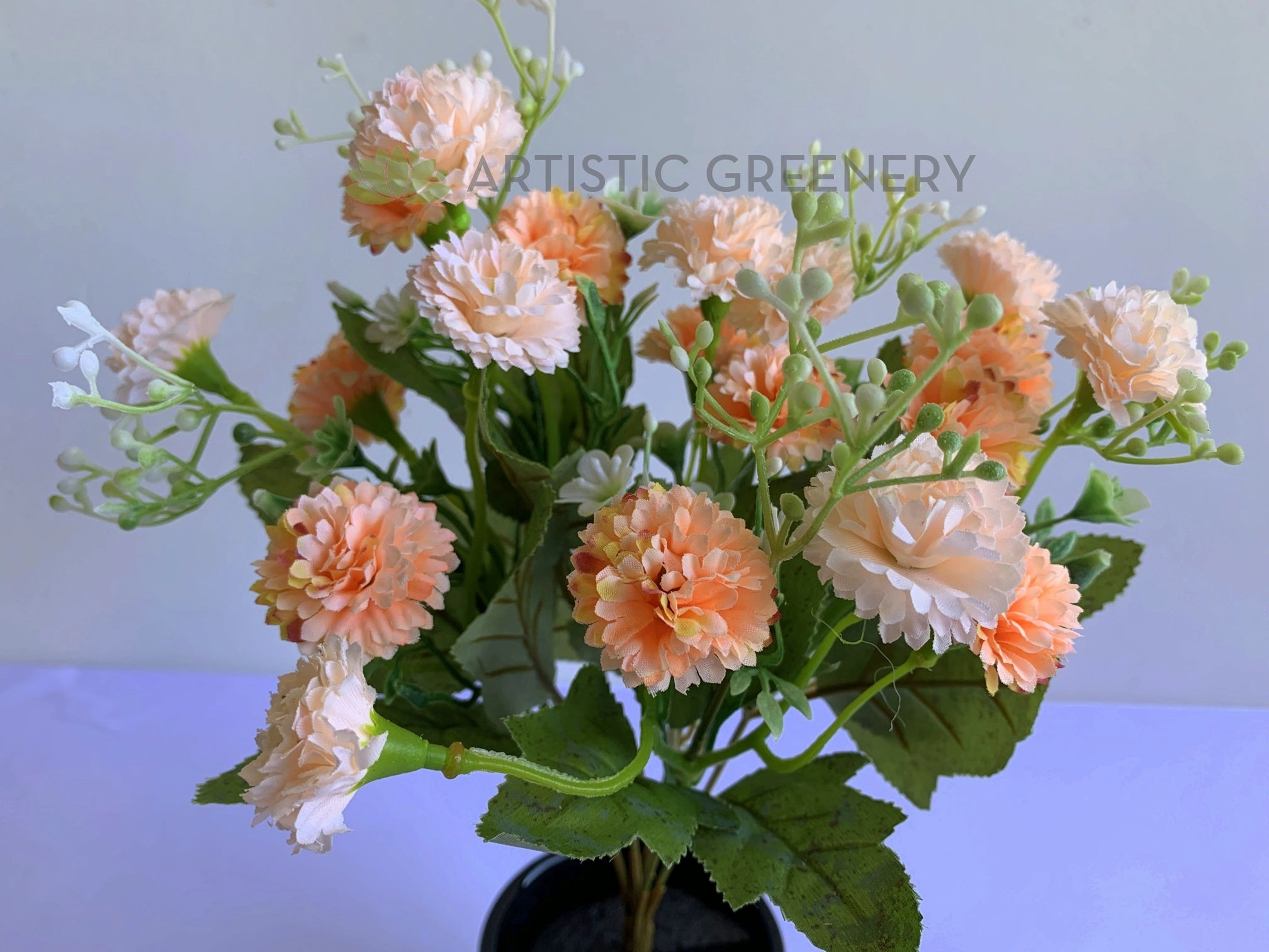 SP0307 Small Corn Flower / Carnation Bunch 28cm Lilac / White / Salmon