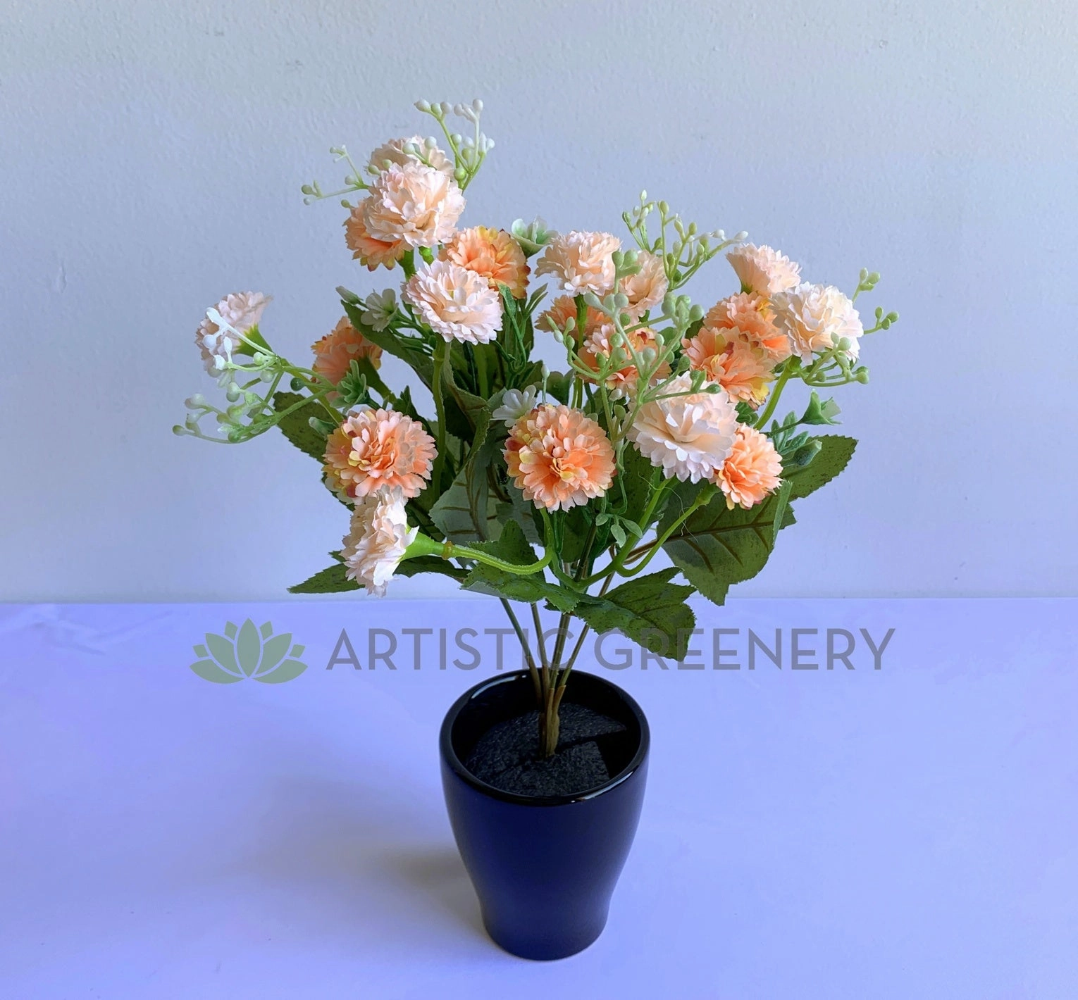 SP0307 Small Corn Flower / Carnation Bunch 28cm Lilac / White / Salmon