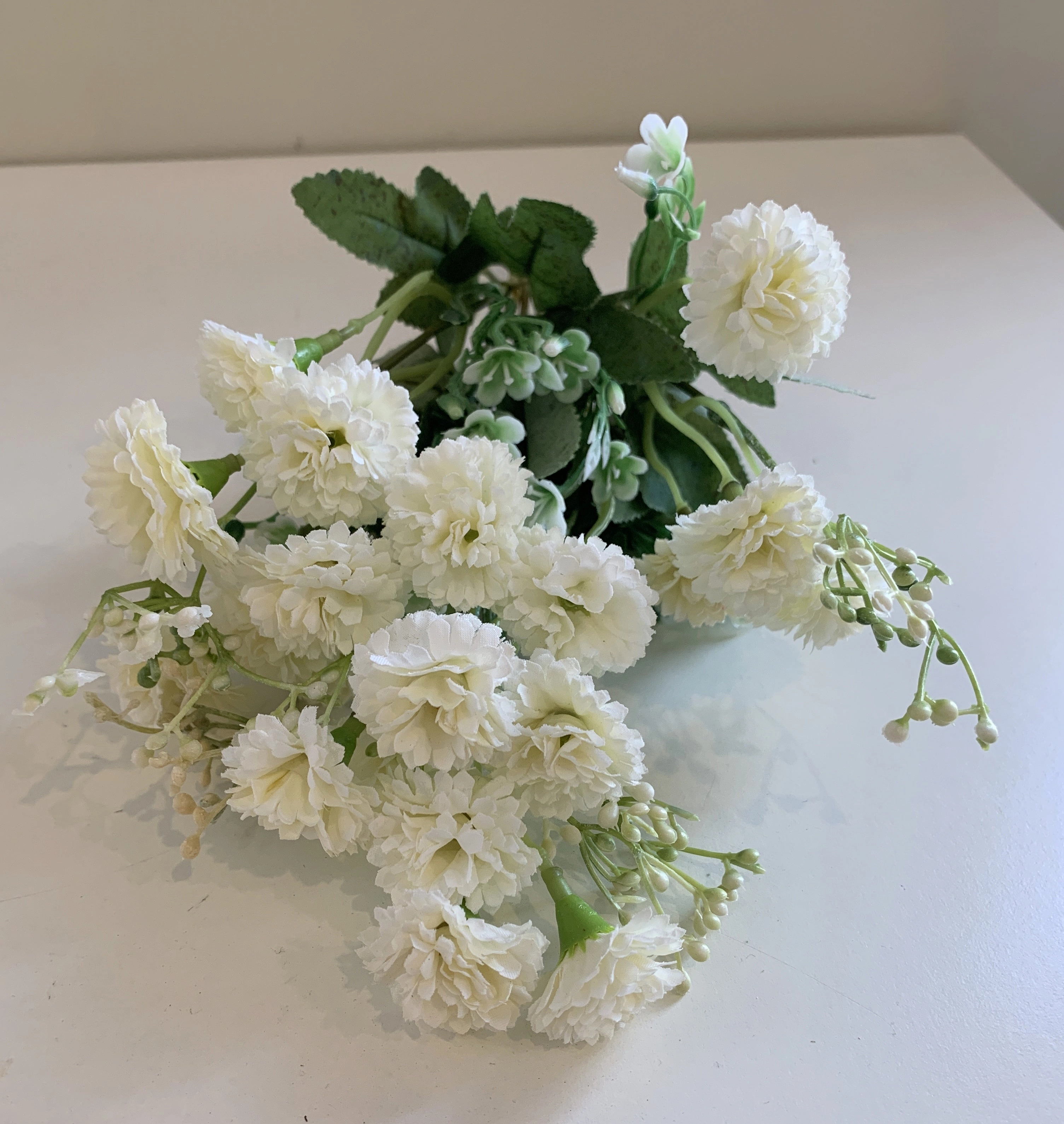 SP0307 Small Corn Flower / Carnation Bunch 28cm Lilac / White / Salmon