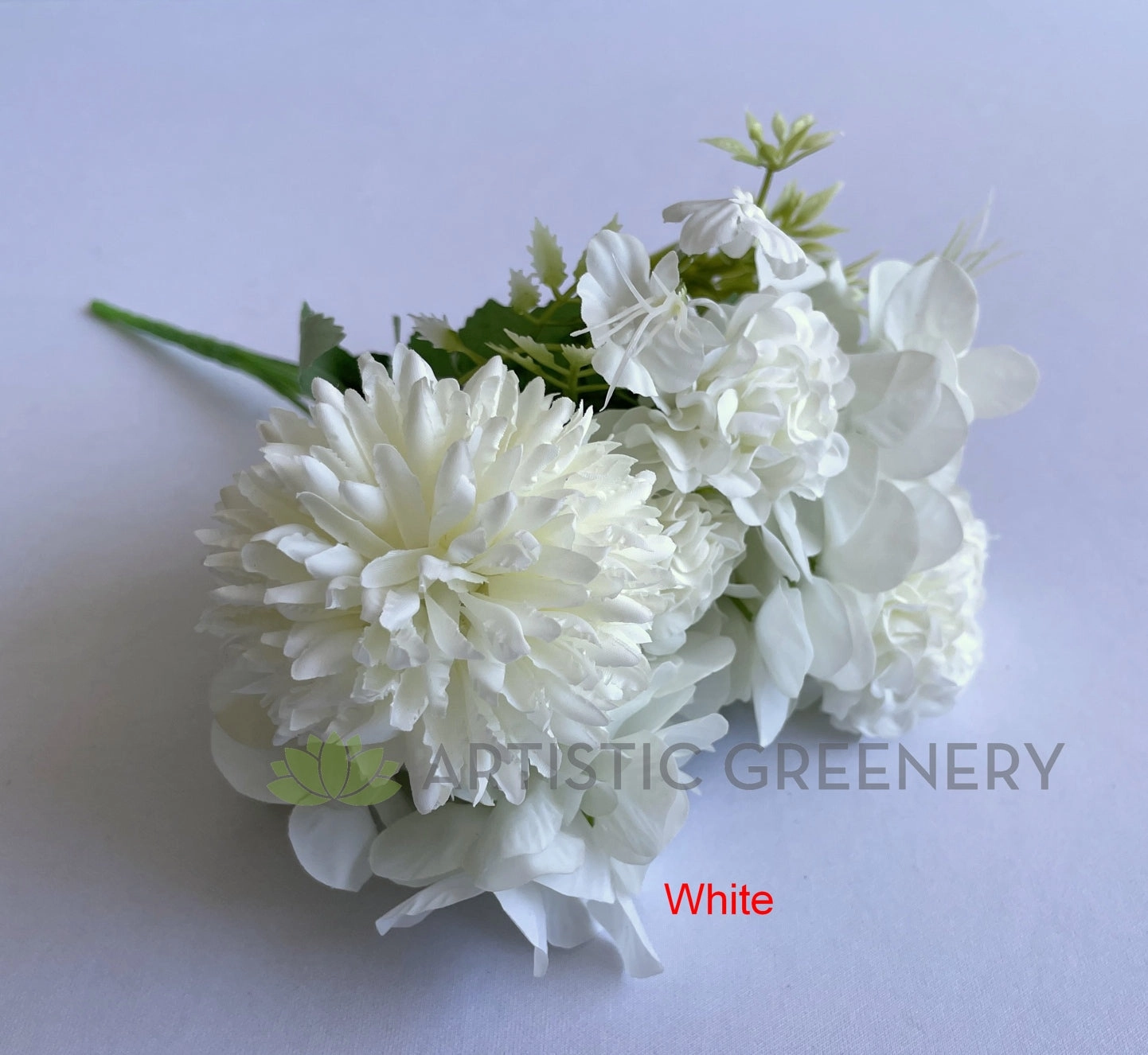 SP0349N Pastel Colour Mixed Flower (Hydrangea & Pom Pom Flowers) Bunch 30cm 4 Colours