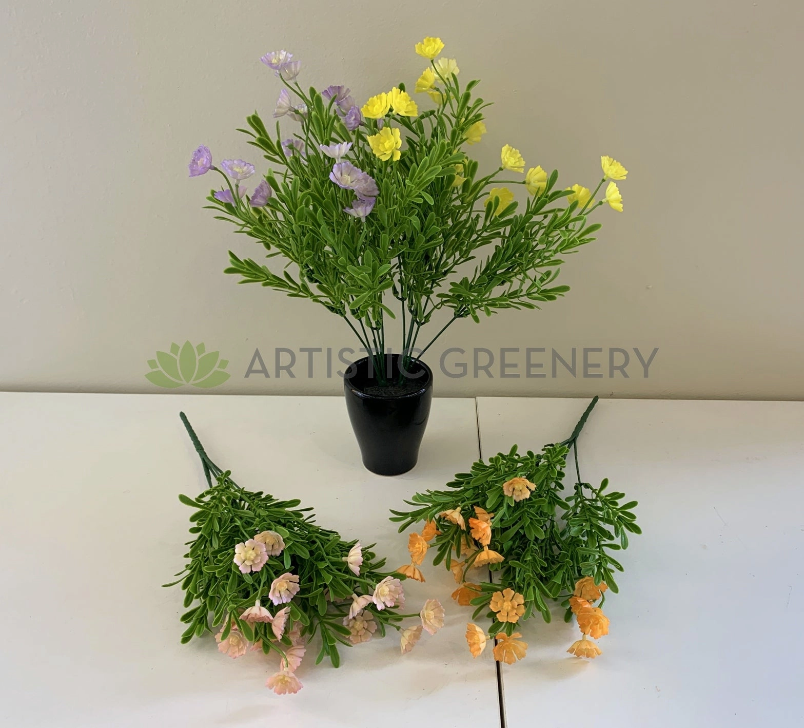 SP0354 Spring Flowers Bunch with Greenery 38cm 4 Colours