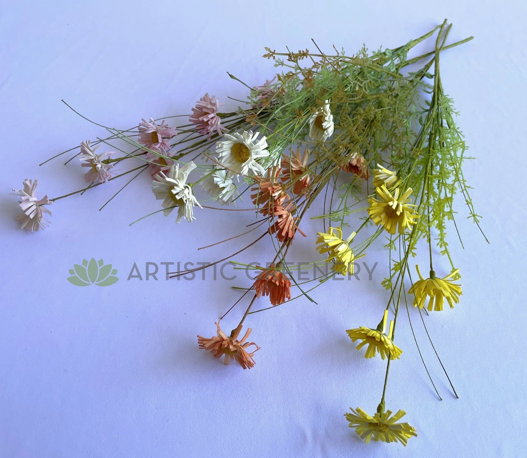 SP0433 Dried Flower Style Daisy Bunch 63cm 4 Colours