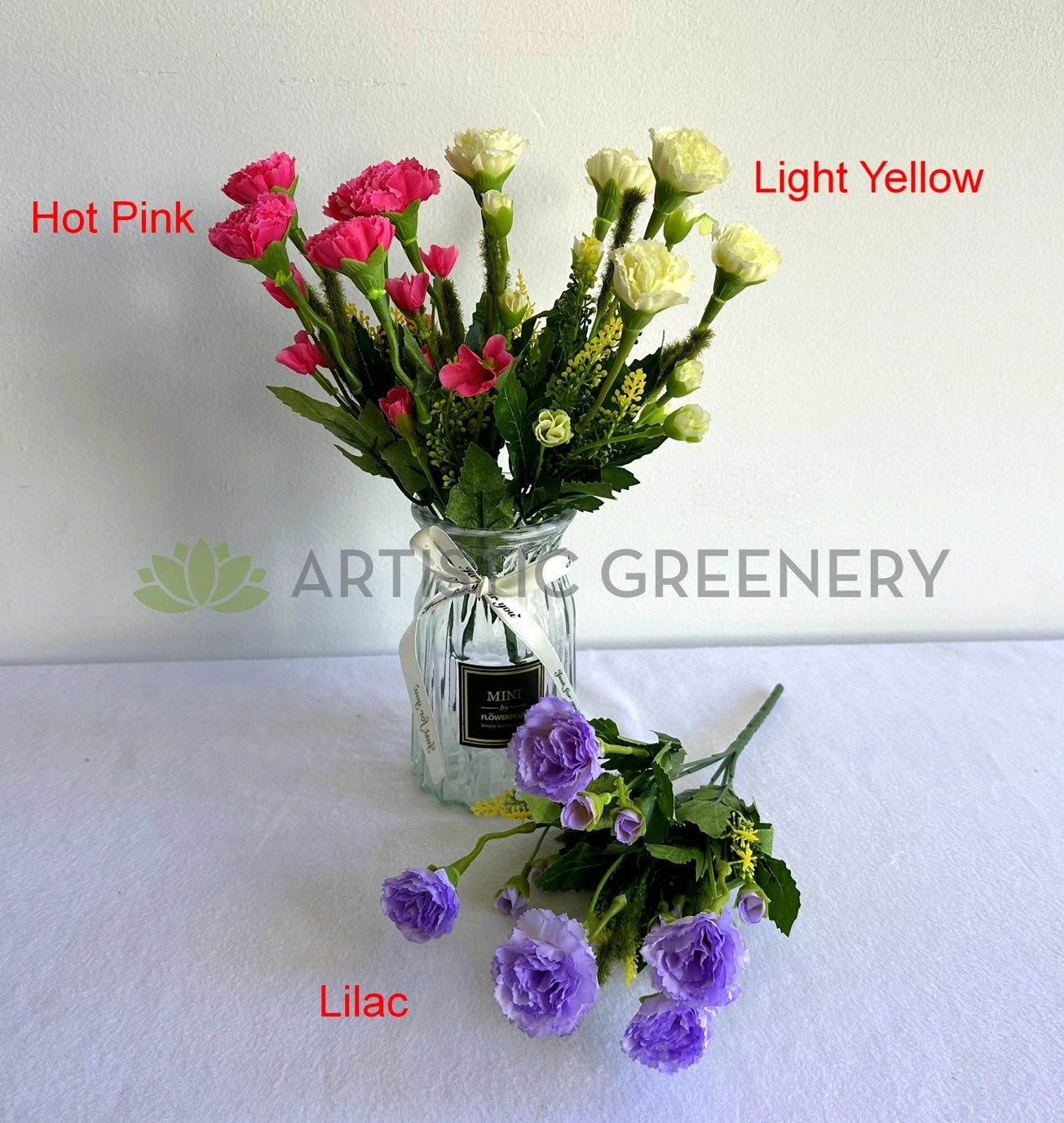 SP0436 Small Carnation Bunch 32cm 3 Colours SPECIAL