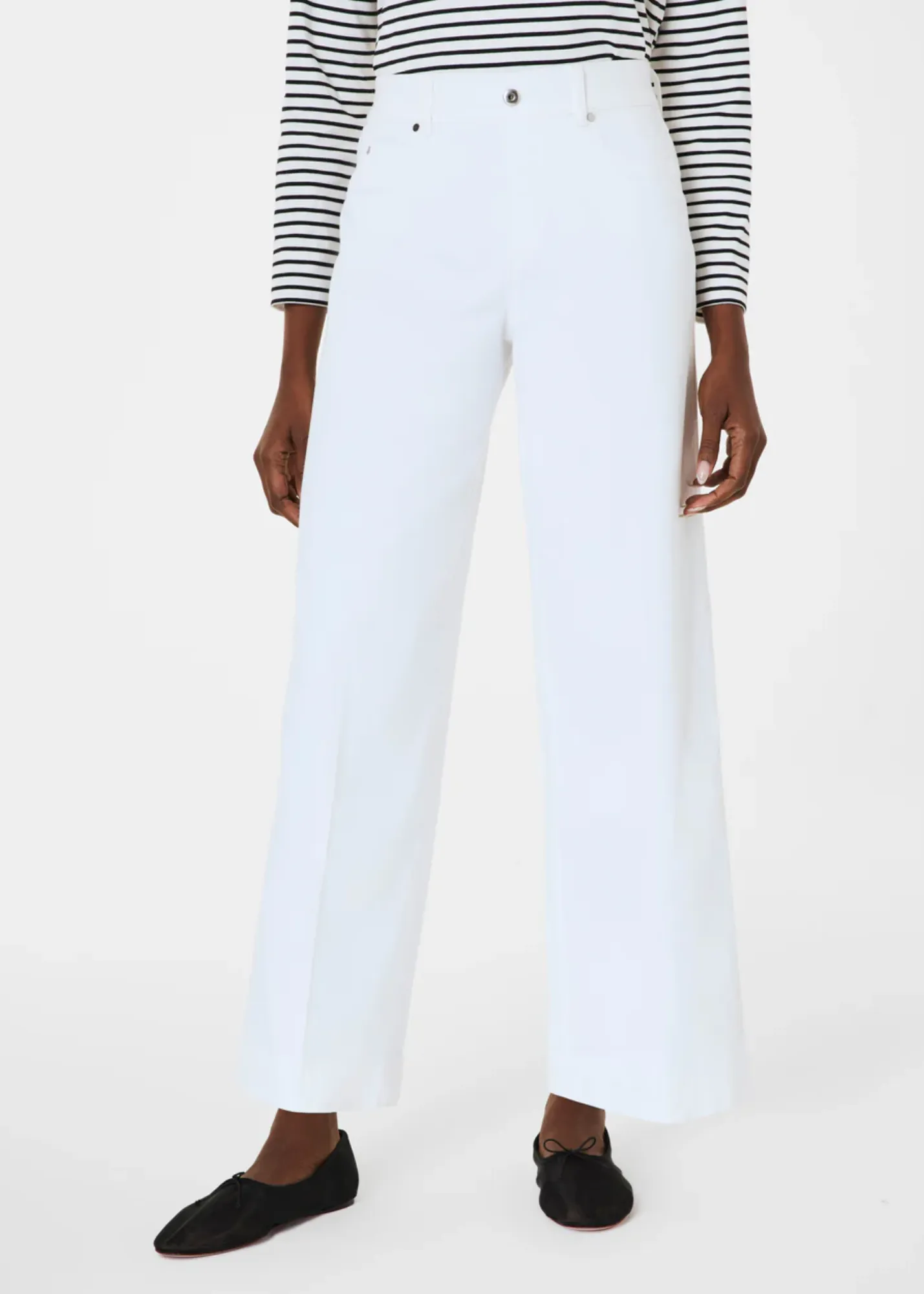 Spanx Pull-On Cropped Weitbeinige Jeans - Weiß