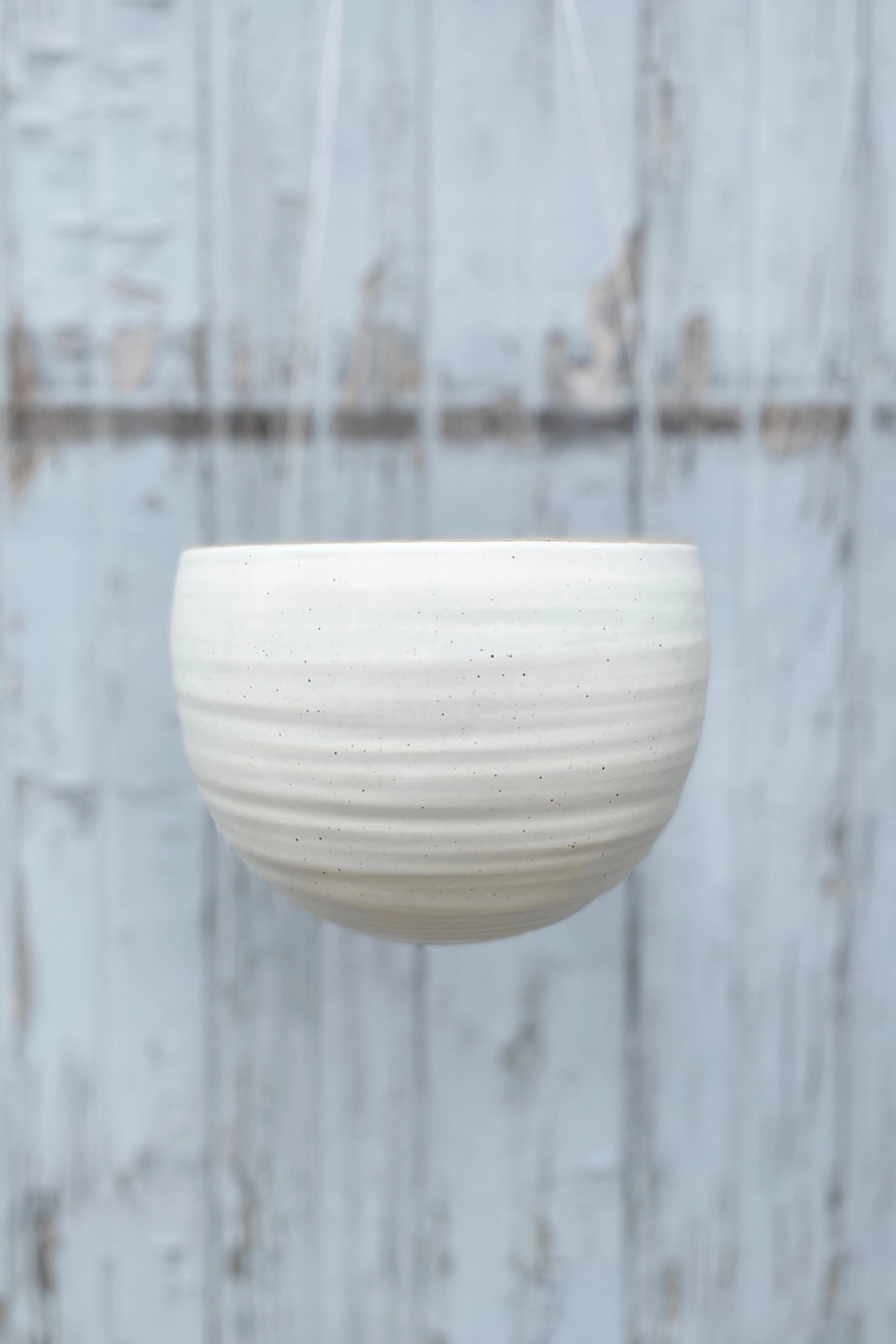 Spherical Hanging Planter Creamy White Speckle