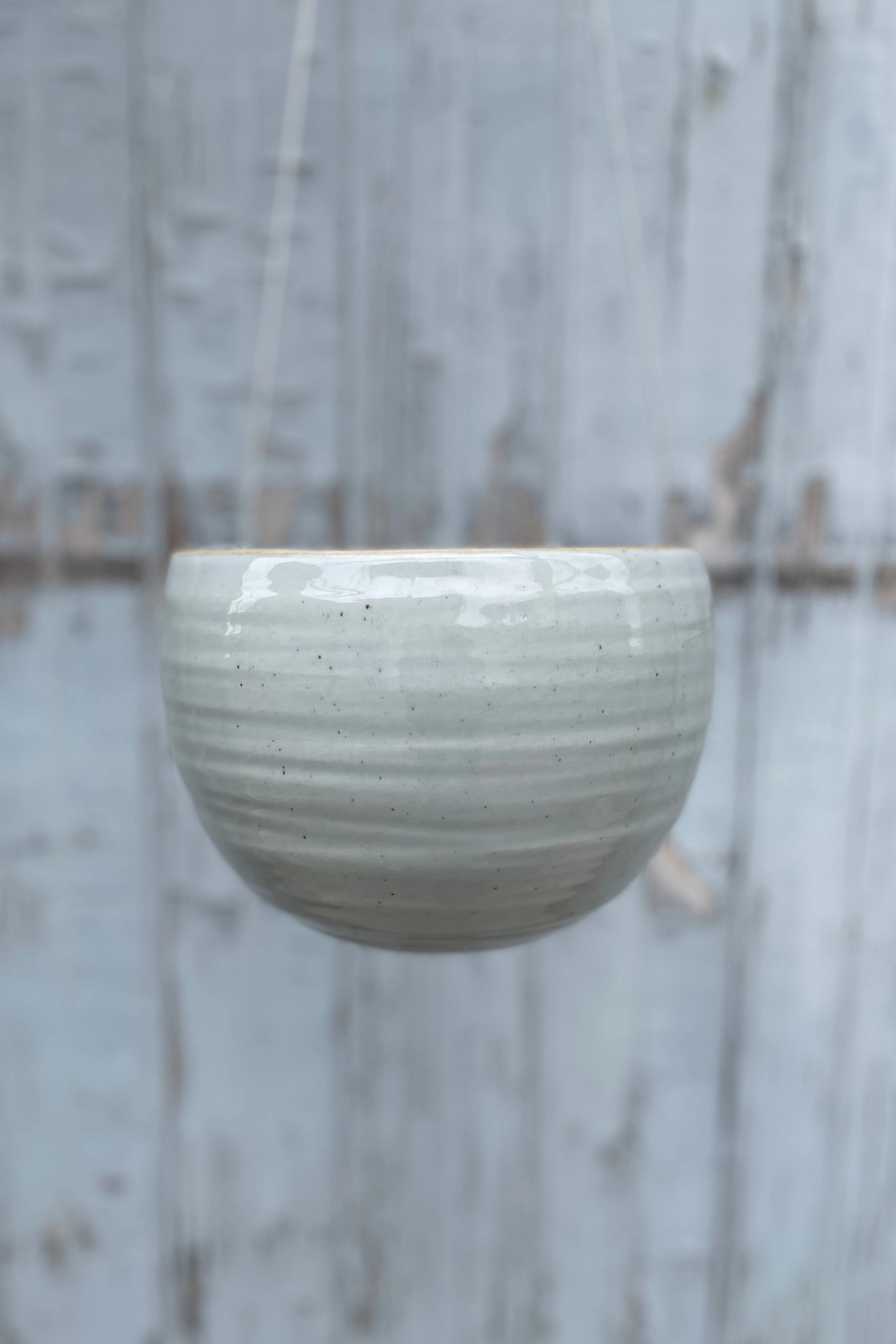 Spherical Hanging Planter Grey Crackle
