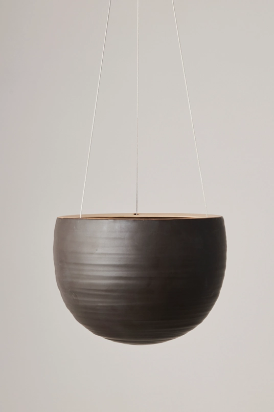 Spherical Hanging Planter Matte Black,indoor flower container
