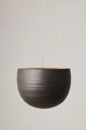 Spherical Hanging Planter Matte Black,indoor flower container