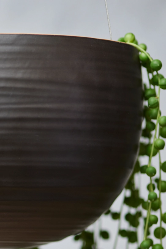 Spherical Hanging Planter Matte Black