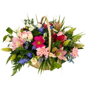Spring Basket,realistic flower bouquet 