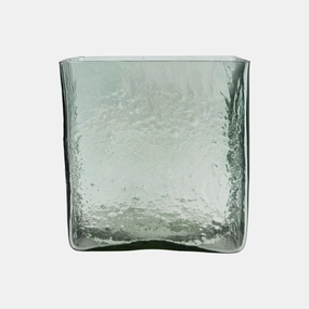 Square Light Blue Vase 18cm,hand-painted ceramic vase